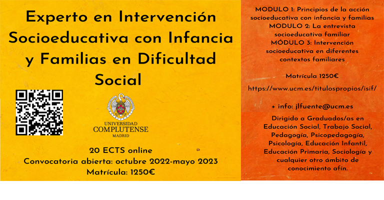 Experto en Intervención Socioeducativa con Infancia y Familias en Dificultad Social