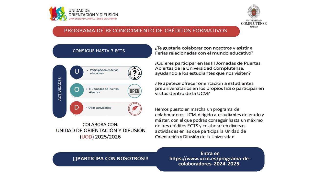 Programa de colaboradores para las Jornadas de Puertas Abiertas